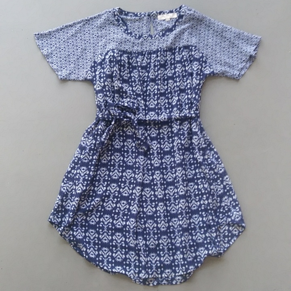 LOFT Blue and White Patterned Dress